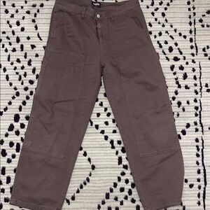 RSQ Brown Cargo Pants Relaxed Fit Elastic Cuffs